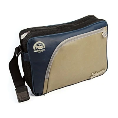 Afbeelding van BRISA VW Collection Grote uniseks schoudertas met bandenprofiel in busdesign T1 (vintage/beige en blauw)