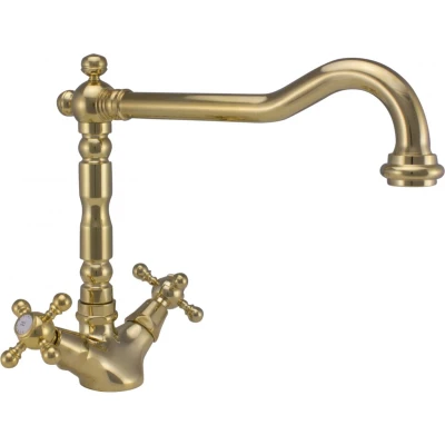 Afbeelding van PB Nostalgische klassieke gouden keukenkraan V1910 met draaibare uitloop 1150424170
