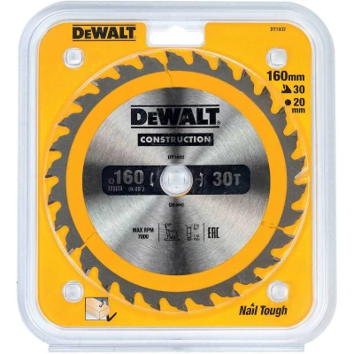 Afbeelding van DeWALT Cirkelzaagblad voor Hout Construction Ø 160mm Asgat 20mm 30T DT1932 QZ