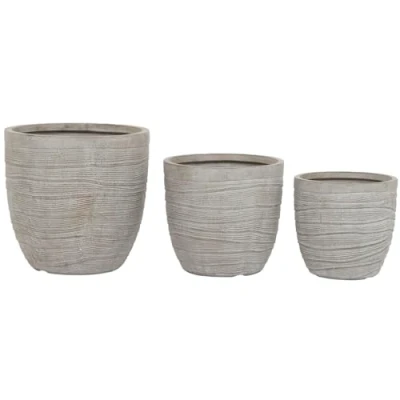 Afbeelding van Plantenbakkenset Home ESPRIT Beige Glasvezel Magnesium 45 x 43 cm (3 Stuks)
