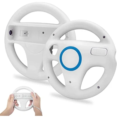 Afbeelding van TechKen Set van 2 Wii afstandsbediening racestuurwielen compatibel met Kart, racewielen voor controller, kunststof Racing games