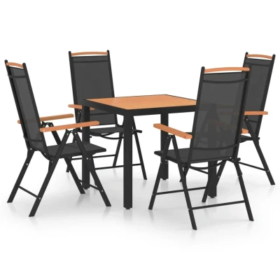 Afbeelding van 5 delige Tuinset aluminium zwart