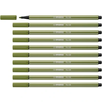 Afbeelding van Stabilo Viltstift pen 68/35 m mosgroen 1 stuk 10 stuks