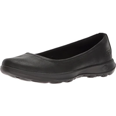 Afbeelding van Skechers Go Walk Lite Gem ballerina&#039;s met gesloten teen voor dames, Zwart Textiel Trim Bbk, 40 EU