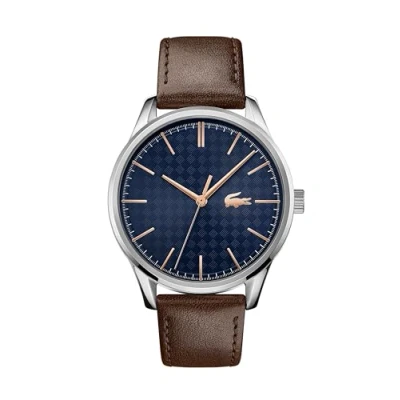 Afbeelding van Lacoste Analoog kwartshorloge voor heren met bruine leren band 2011046, Bruin, Modern