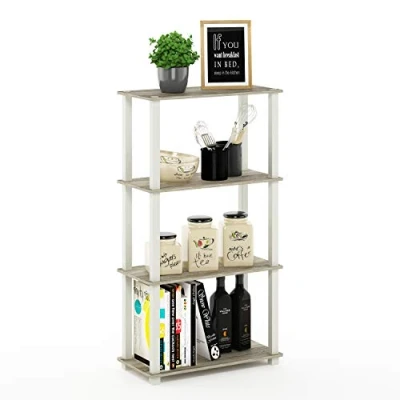 Afbeelding van Furinno Turn Multifunctionele plankstandaard met 4 niveaus, vierkante buis, Sonoma eiken/wit