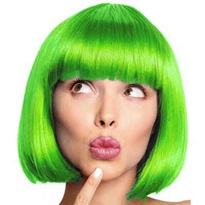 Afbeelding van Balinco Classic bob pruik met pony, cabaretpruik, voor jongens, bob, kort haar, carnaval en motto feestjes 13 kleuren