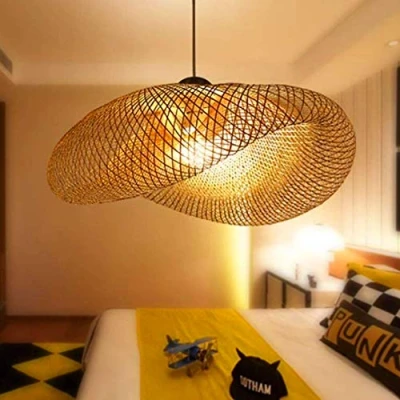 Afbeelding van FUMIMID Vogelnest kroonluchter lantaarn hanger lamp retro bamboe vloerlamp creatieve rotan hanglamp E27 voor woonkamer slaapkamer restaurant café theehuis bar club modern, 100 cm