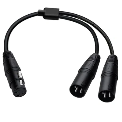 Afbeelding van HuaLiSiJi Câble Séparateur XLR 3 Pin Femelle vers 2 Male, Microphone (Noir, 0.5m)