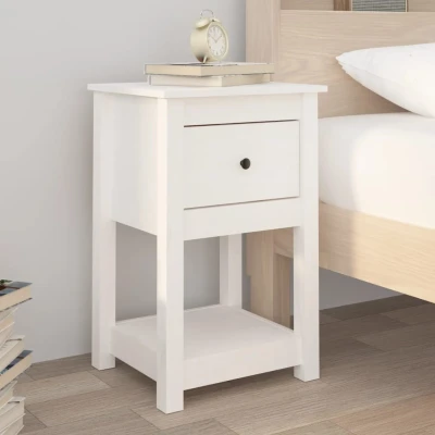 Afbeelding van vidaXL Nachtkastje 40x35x61,5 cm massief grenenhout wit