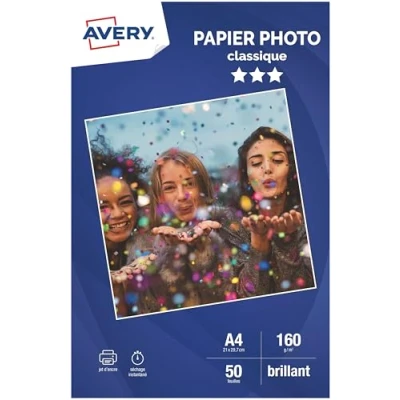 Afbeelding van AVERY 50 vellen glanzend fotopapier 160 g/m² A4 formaat Inkjetdruk