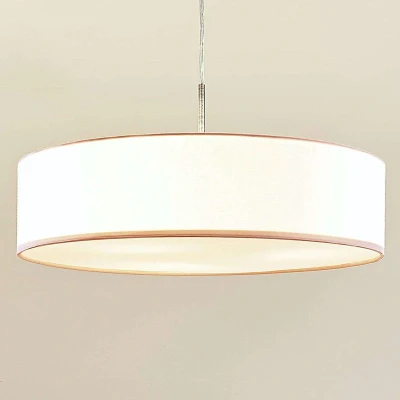 Afbeelding van Lindby Hanglamp 3lichts Stof, metaal H: 12 cm E27 wit, mat nikkel