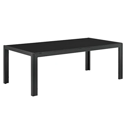 Afbeelding van Glazen tuintafel klein metalen frame 35x100x50 cm zwart