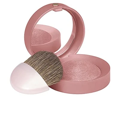 Image de BOURJOIS Boîte Ronde Blush 74 Rose Ambre Piceau &amp; Miroir Intégré Technologie Fard Cuit Texture Fine Légère Facile À Estomper Parfum Gourmand