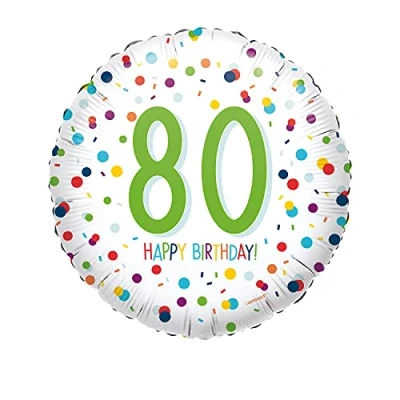 Afbeelding van Amscan Folieballon Confetti Bday 80 43 Cm Wit