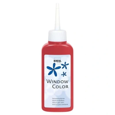 Afbeelding van KREUL Window Color 42737 Raamverf op waterbasis met gestructureerd oppervlak voor glas, spiegels, tegels en andere gladde oppervlakken, donkerrood, 80 ml