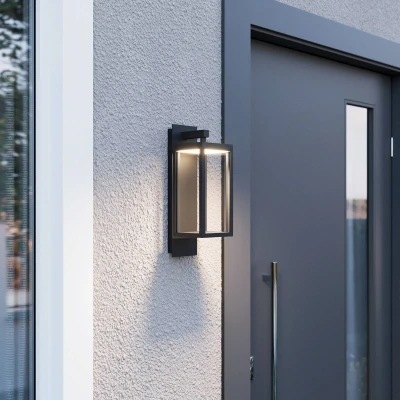 Afbeelding van Lucande LED wandlamp buiten 1licht Aluminium, glas H: 38 cm donkergrijs, helder Inclusief lichtbron