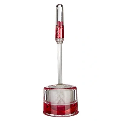 Afbeelding van Premier Housewares Toiletborstelhouder van acryl met zwevende hartjes, transparant/rood 12 x 36 cm