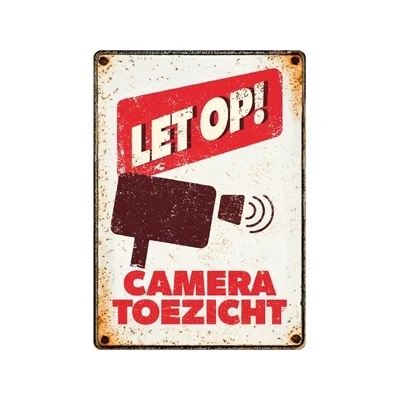 Afbeelding van Plenty Gifts Bord Blik Cameratoezicht Cadeau 14.8x21 cm