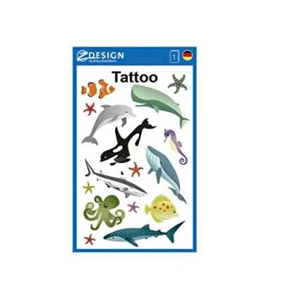 Afbeelding van Tattoo etiket Z design Kids pakje a 1 vel oceaandieren