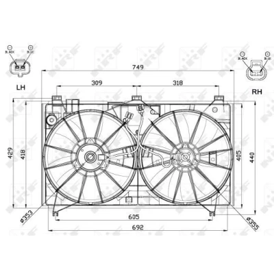 Afbeelding van NRF 47566 Radiator Ventilator 353 12 150/100 Met ventilatorraamwerk