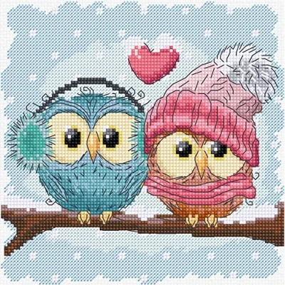 Afbeelding van Luca S Two Cute Owls borduren (pakket) B1400