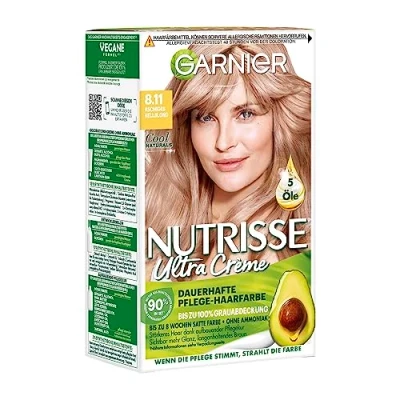 Afbeelding van Garnier Nutrisse Langdurige verzorgingskleur met voedende fruitoliën, houdt 8 weken, ultra crème tint, licht asblond 8.11