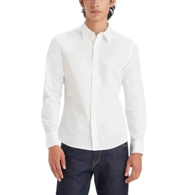 Image de Levi&#039;s Chemise slim à manches longues Battery Housemark pour homme, Blanc brillant, S