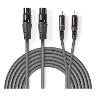 Afbeelding van 2 x XLR naar Tulp kabel (v/m) Nedis 3 meter (Gebalanceerd, Stereo, 100% koper)