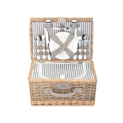 Afbeelding van Livoo Picknickmand voor 4 personen, SEP144, 14 l, rieten van linnen en katoen, 23 accessoires
