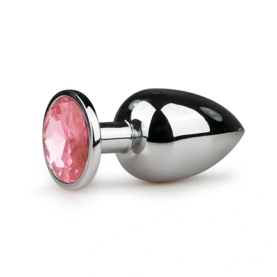 Afbeelding van Grote Buttplug Met Steen Zilver/Roze Levensecht Gevoel