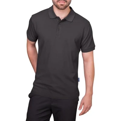 Image de HRM Polo pour homme Heavy I de qualité supérieure en 100% coton basique lavable jusqu&#039;à 60 C Vêtements et durables Workwear, gris foncé, L