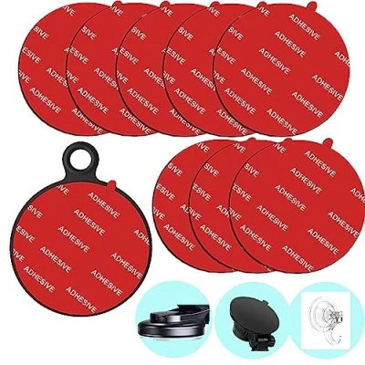 Afbeelding van 8 stuks dubbelzijdige ronde vervangende stickers voor dashboard/voorruit, zuignap, telefoonhouder, auto DVR, GPS navigatie (rood) 80 mm
