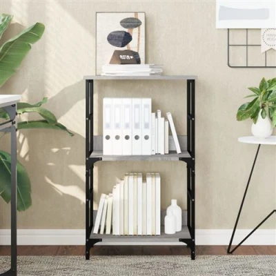 Afbeelding van Boekenrek 50x33x82 cm bewerkt hout grijs sonoma eikenkleurig