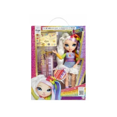 Afbeelding van Rainbow High Jr Rockband Amaya, regenboogkleurige modepop van 23 cm met keyboard en stickers om instrument aan te passen, kan poseren. Geweldig speelgoed of cadeau voor kinderen 4+ jaar