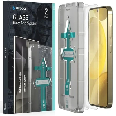 Afbeelding van Deppa [2 stuks gehard glas voor Samsung Galaxy S24 Plus (6,7 inch) compatibel met ID vingerafdruk, volledige afdekking, eenvoudige installatieset, videohandleiding, glasfolie