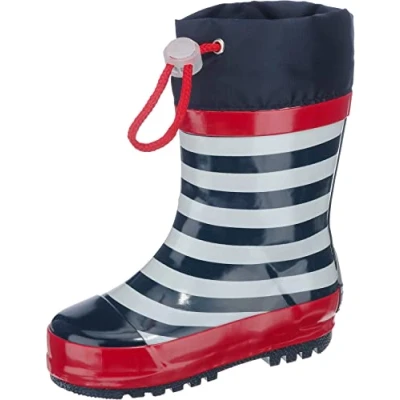 Image de Playshoes Mixte enfant Rain Boot Wellies MaritimeWellington Bottes en caoutchouc, Bleu marine et blanc, 28/29 EU
