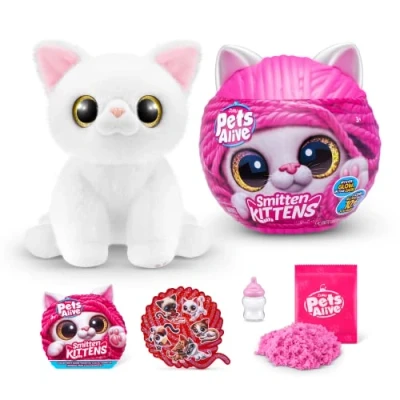 Afbeelding van Pets Alive Smitten Kittens Surprise, Sissy, Nurture Play, Soft Toy Unboxing, Interactief, 10 geluiden, Ultra Plushies, Adopt Electronic Pet Kitten (Sissy)