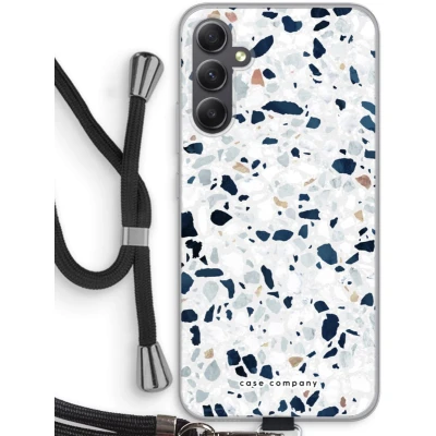 Afbeelding van Case Company® hoesje met Koord geschikt voor Samsung Galaxy A34 Terrazzo N1 Telefoonhoesje Zwart Bescherming aan alle Kanten en Over de Schermrand
