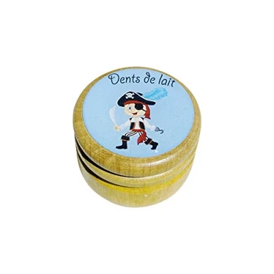 Afbeelding van GICO Houten melktandendoos voor in verschillende modellen jongens en meisjes met schroefdeksel 44 mm (Piraat) 7010F