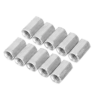 Afbeelding van 10 stuks lange moer M8, zeshoekige afstandhouder M8 28 mm van koolstofstaal, verzinkt, schroefdraadbevestigingen (M8 x 28)