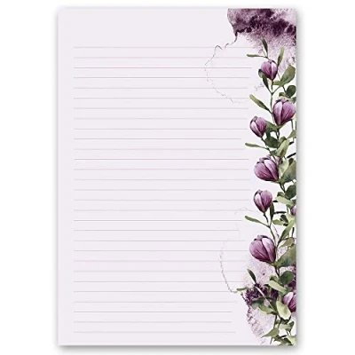 Afbeelding van 20 vellen briefpapier krokodil DIN A4 bloemen
