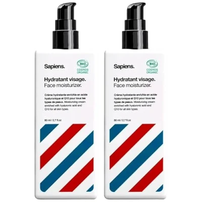 Afbeelding van Sapiens Hydraterende gezichtscrème voor heren, biologische baard en met hyaluronzuur Q10, anti rimpelcrème, aftershave alle huidtypes, huidverzorging gemaakt in