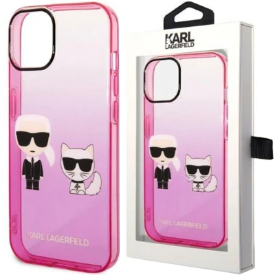 Afbeelding van Karl Lagerfeld Transparant Roze Polycarbonaat/TPU Back Cover Telefoonhoesje voor Apple iPhone 14 Plus Bescherming &amp; Stijl