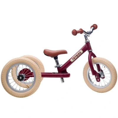 Afbeelding van Trybike steel 2 in 1 loopfiets vintage rood mat bruin