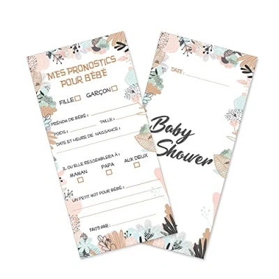 Afbeelding van Voorspellende jungle kaarten voor babyshower, animeer babyfeestjes, met vriendinnen (Pronostic Jungle)