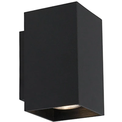 Afbeelding van QAZQA Moderne wandlamp zwart vierkant 2 lichts Sandy