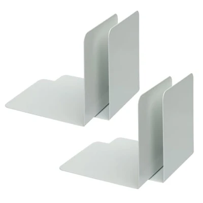 Afbeelding van Alco Albert 4 stuks boekensteunen van metaal, wit, 14 x 12,5 cm, voor school, kantoor en thuis 4302 10