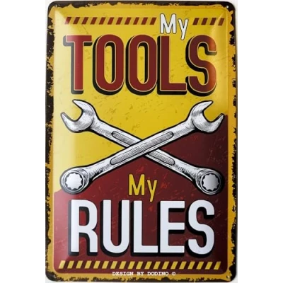 Afbeelding van Wandbord Man Cave Garage Schuur Werkplaats My Tools Rules