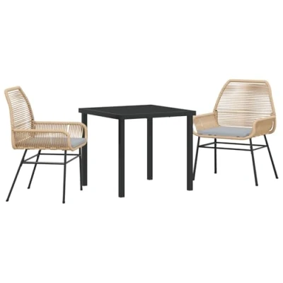 Afbeelding van vidaXL 3 delige tuinset met kussens bruin poly rattan